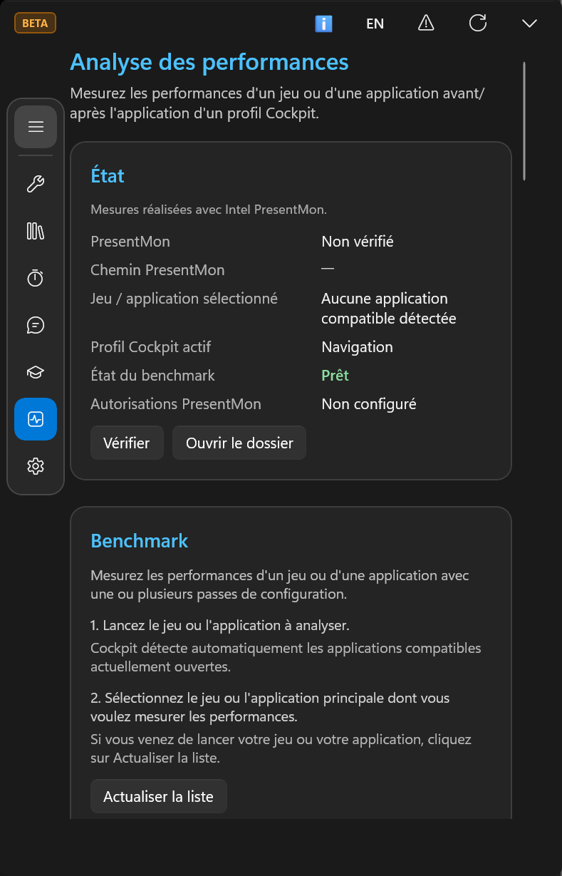 Benchmark multipasse Cockpit