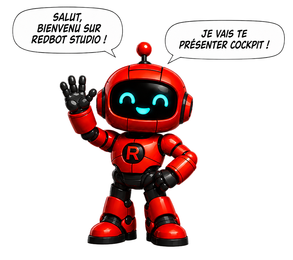 Redbot salue le visiteur et présente Cockpit